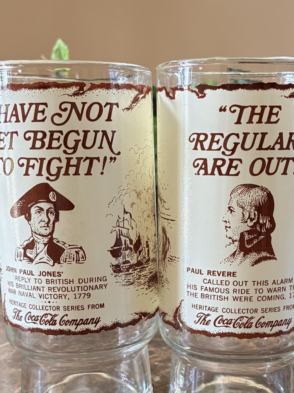 2-Coca Cola Heritage Collector Glasses History John Paul Jones Paul Revere